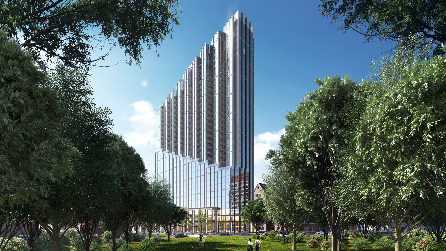 Exterior rendering of The Sinclair and Centennial Park