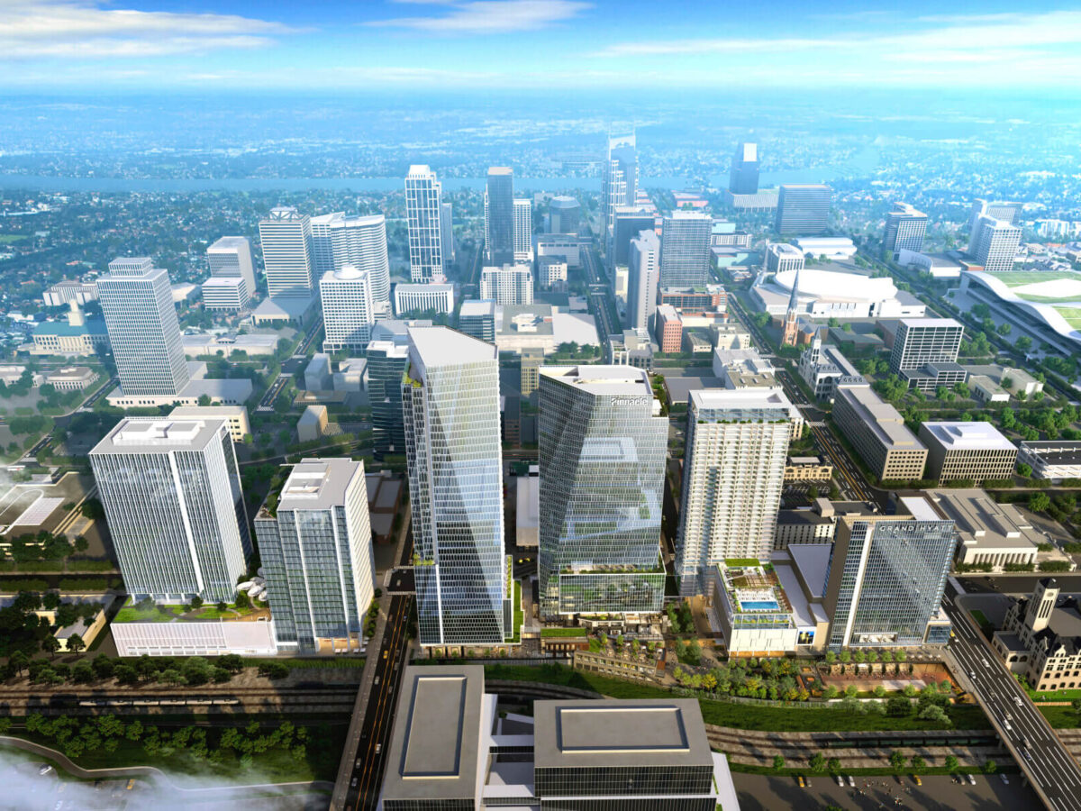 View of Nashville Yards campus rendering