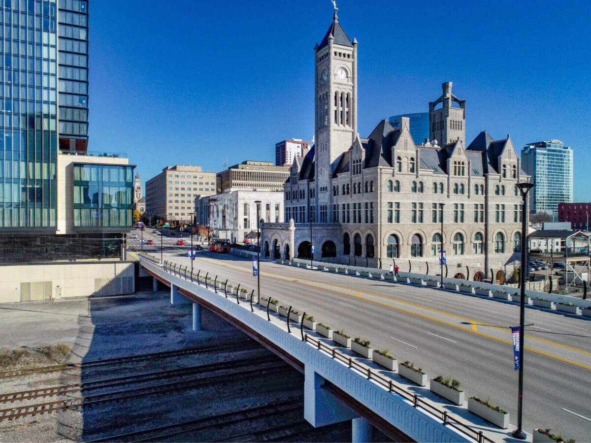 The newly reopened Broadway bridge