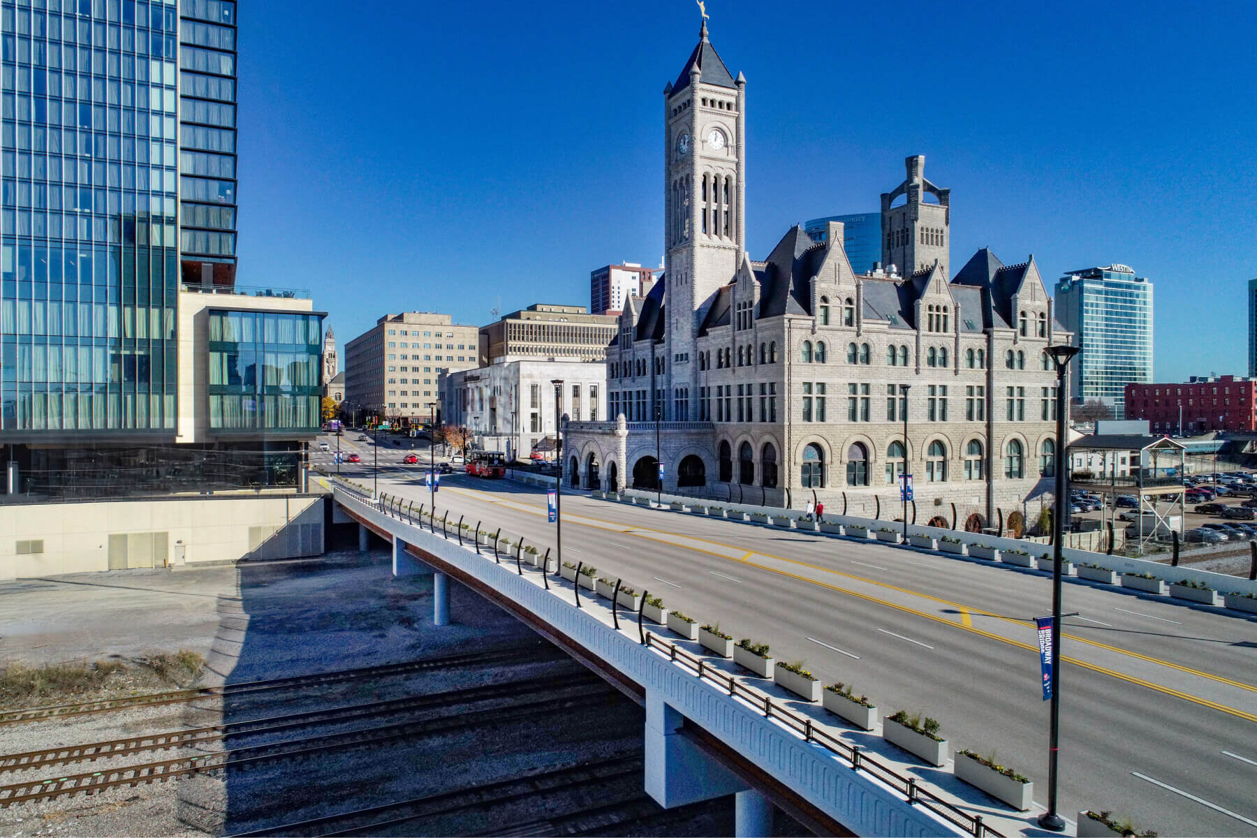 The newly reopened Broadway bridge