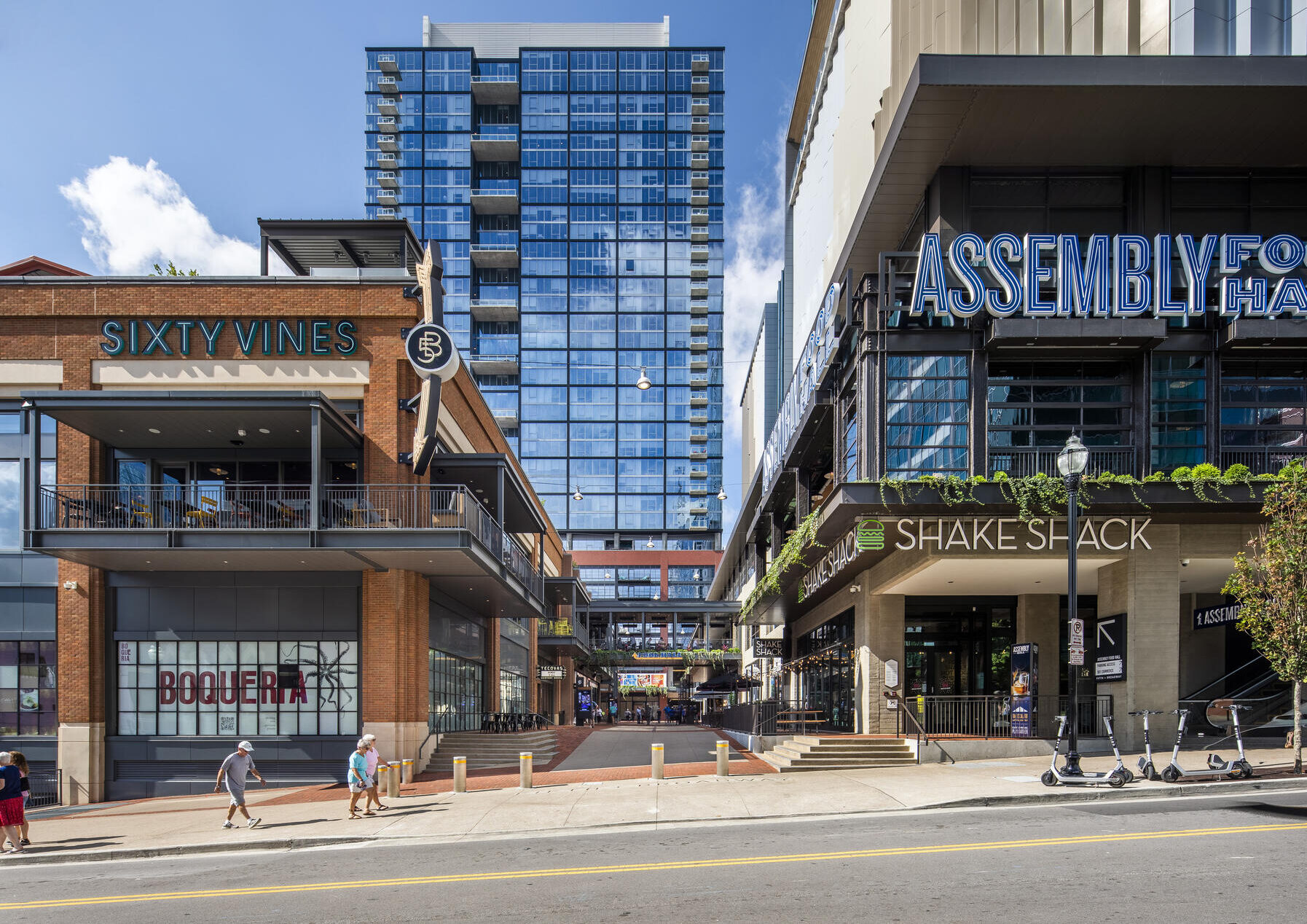 The Fifth and Broadway development in Nashville highlighting the buildings and streetscape