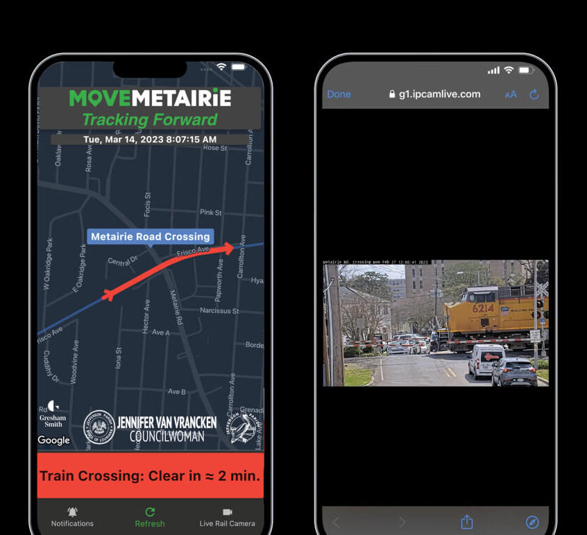 Screenshots from Move Metairie Tracking Forward app