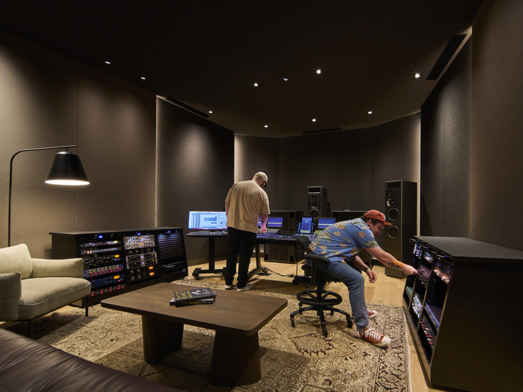 Two people in a music studio