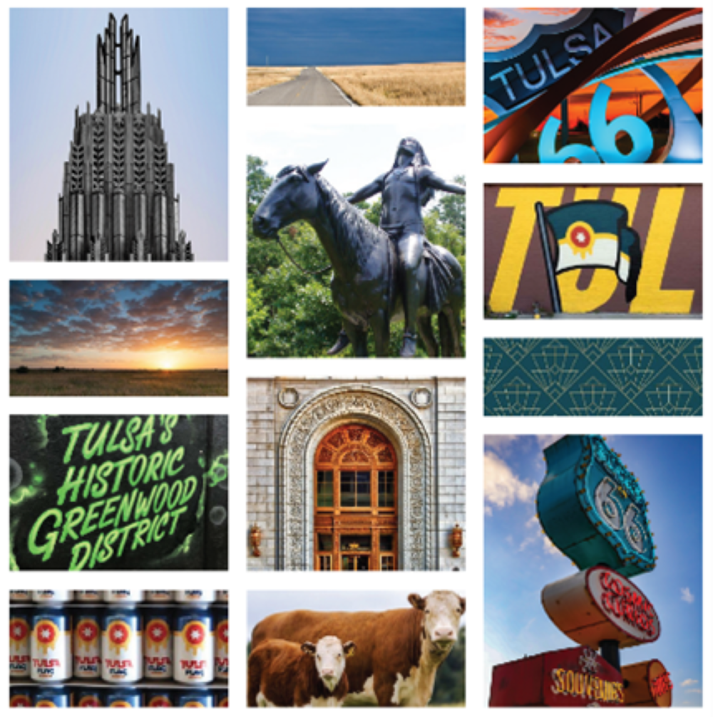 A collage of images that provided inspiration for the new entry feature at Tulsa International Airport
