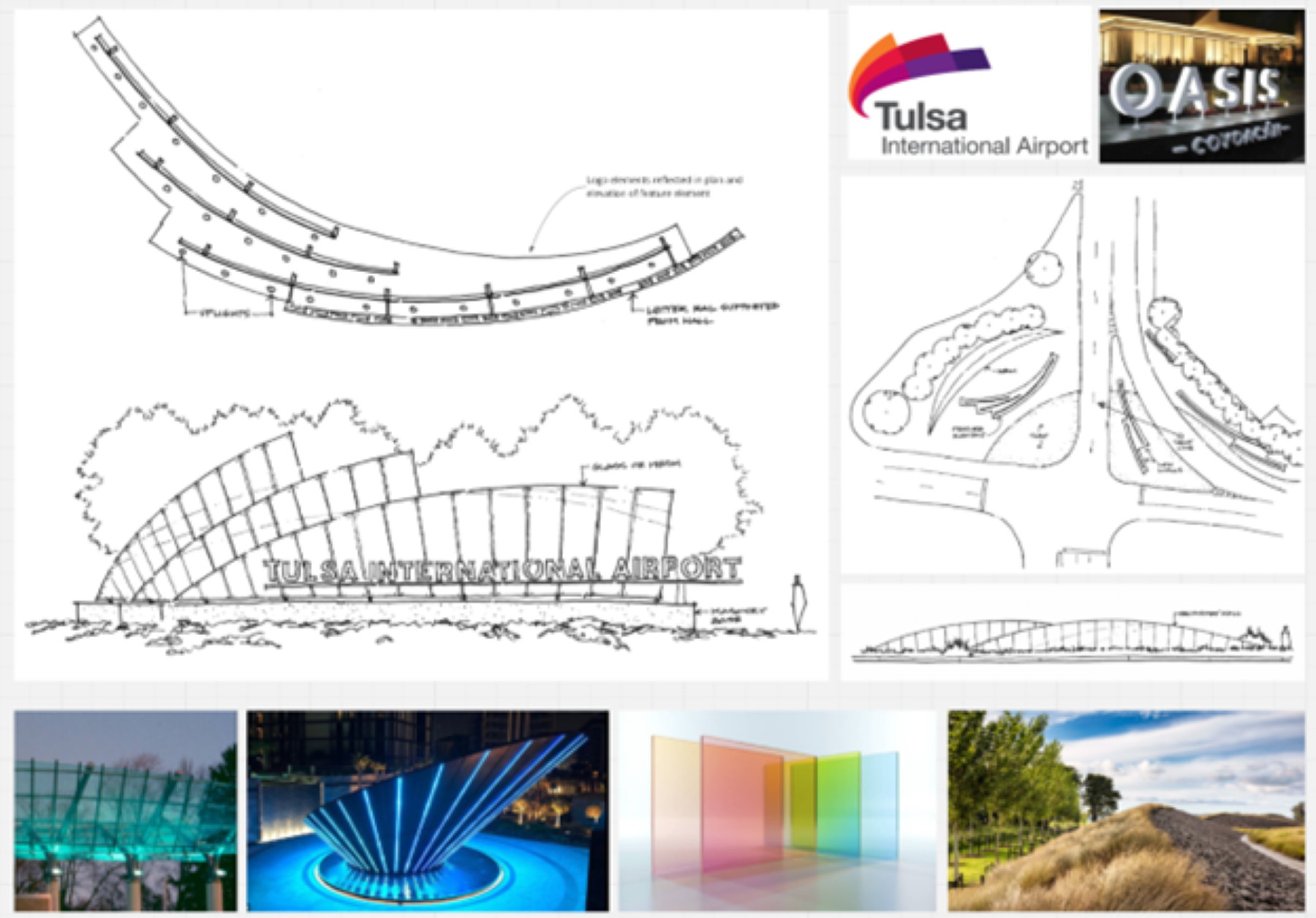 A collage of images that provided inspiration for the new entry feature at Tulsa International Airport