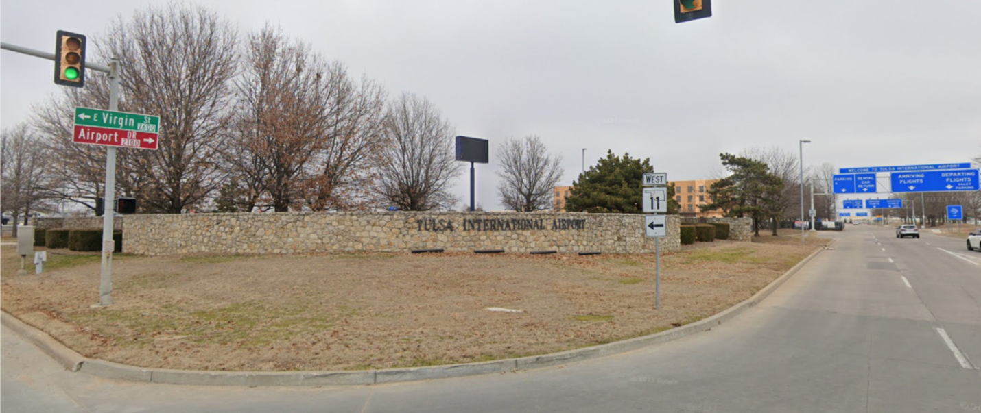 Old entry sign at Tulsa International Airport