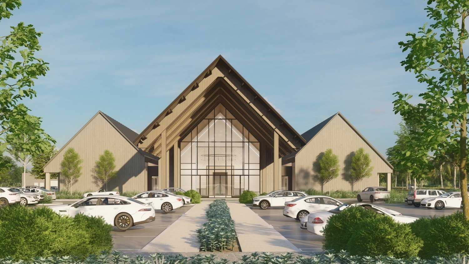 senior center, exterior rendering