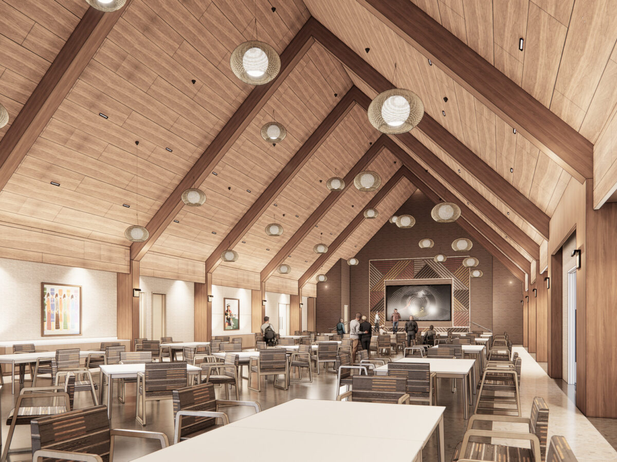 senior center, interior rendering