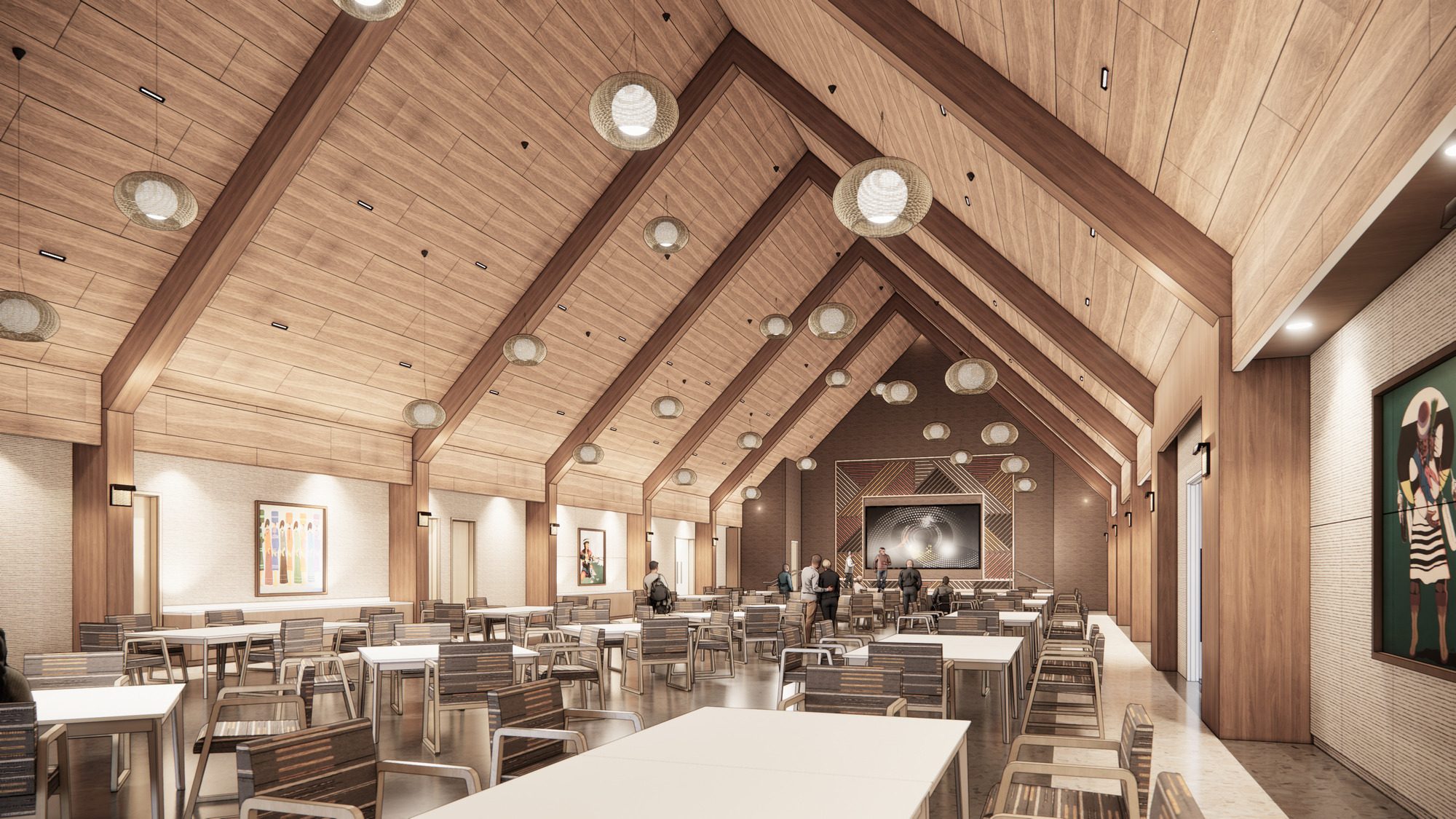 senior center, interior rendering