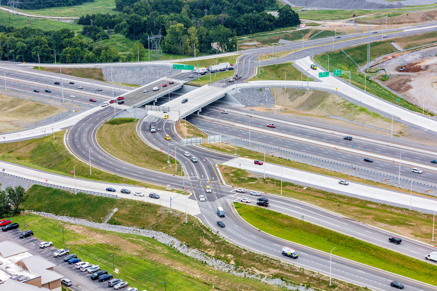 The completed diverging diamond interchange near the Nashville International Airport