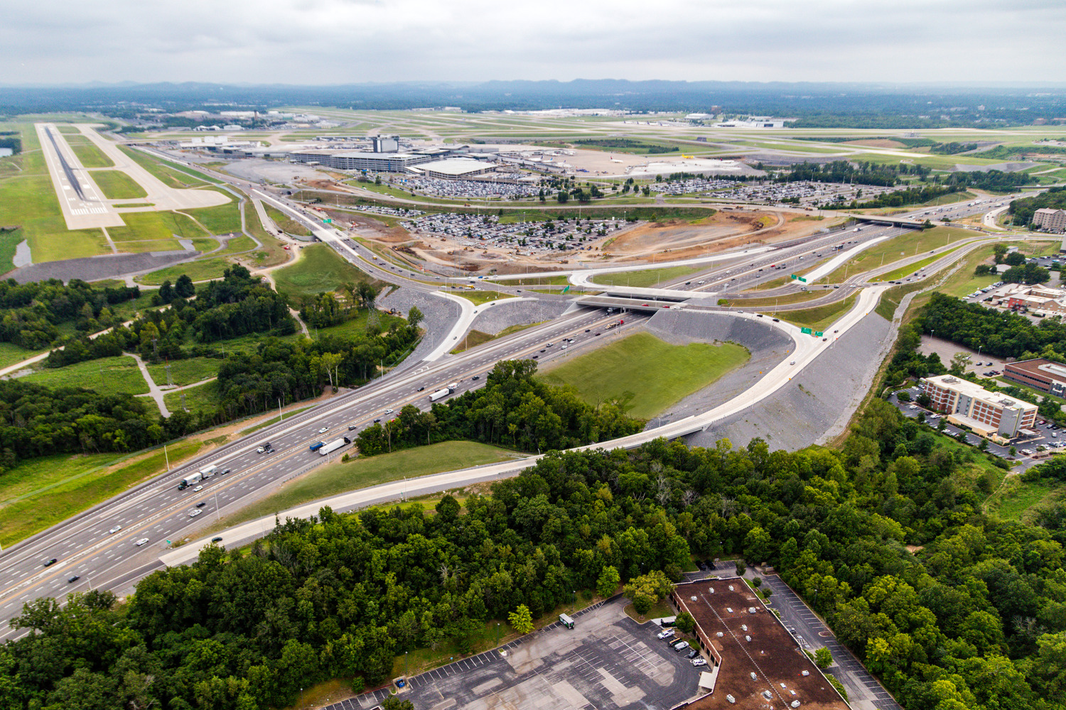 The completed diverging diamond interchange near the Nashville International Airport