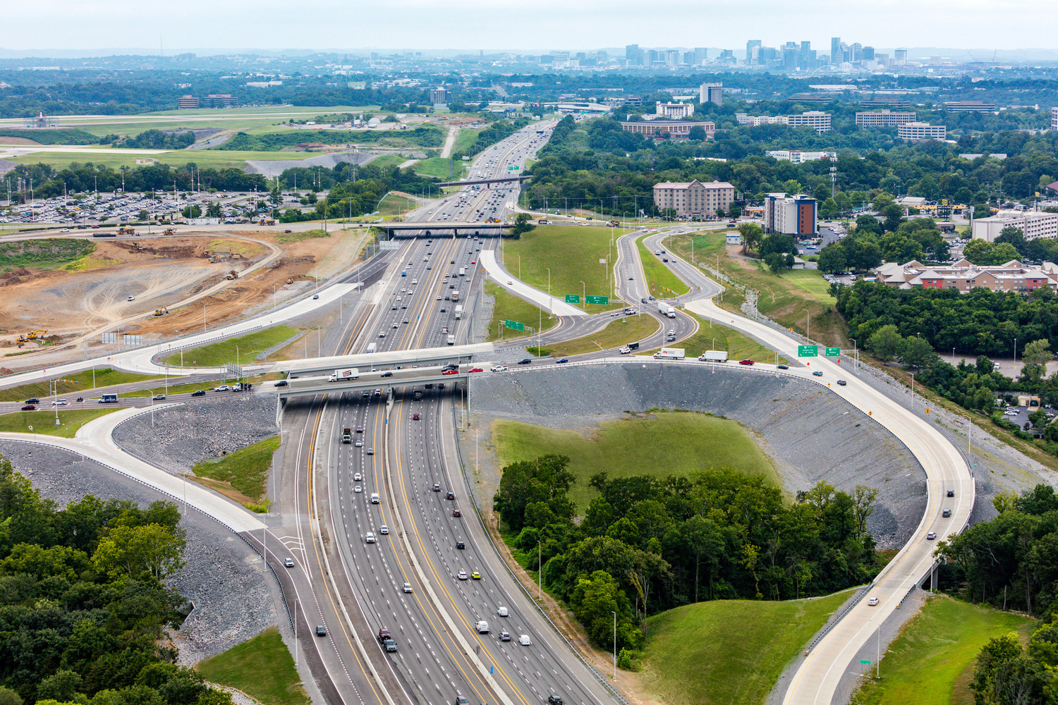 The completed diverging diamond interchange near the Nashville International Airport