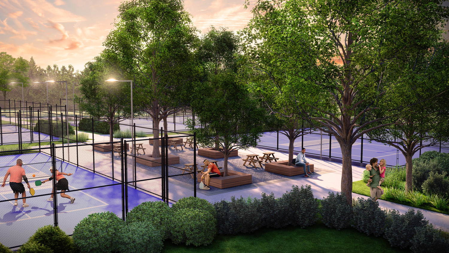 A rendering of the future pickleball courts at Veterans Park in Murfreesboro.