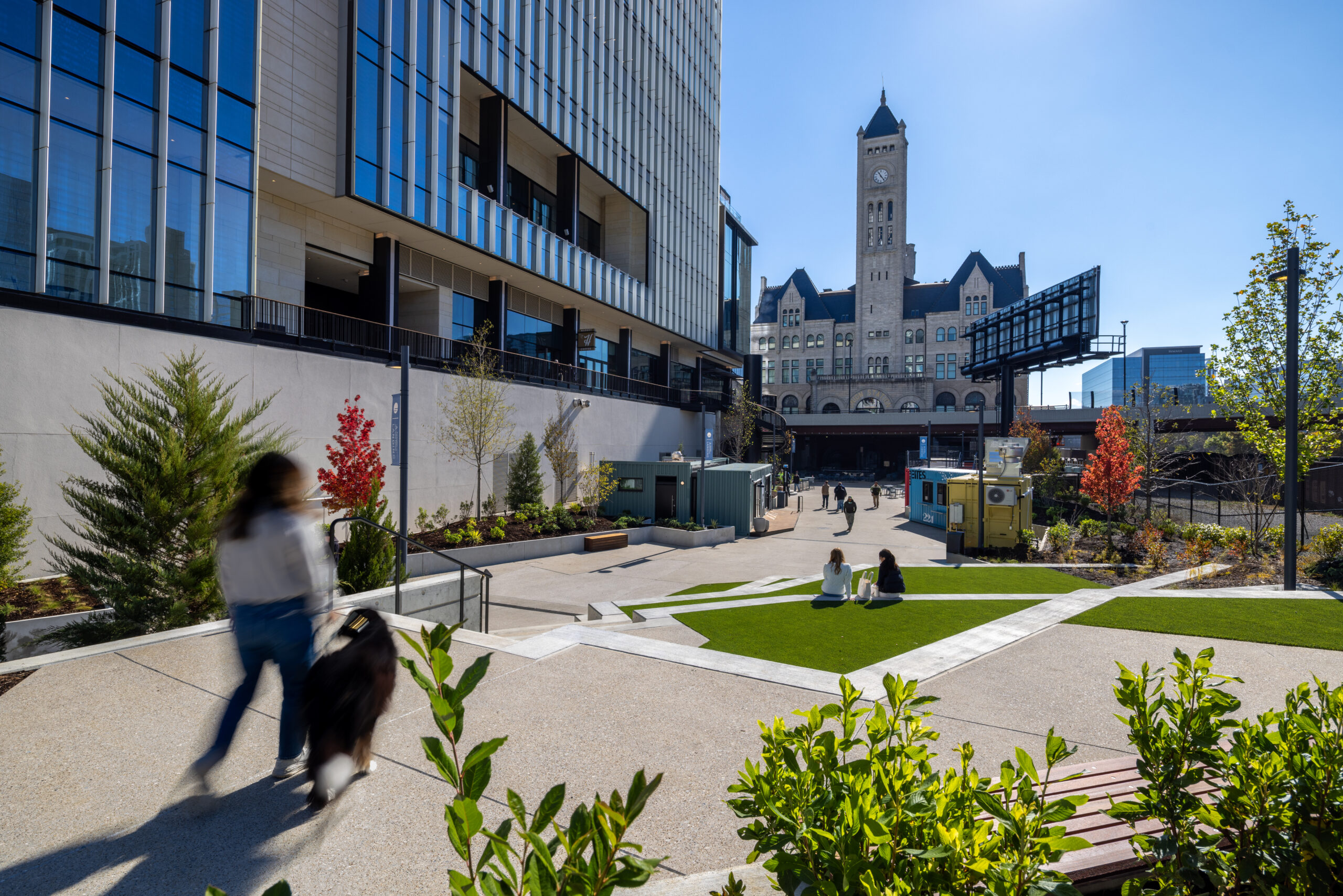Community enjoying urban park on a sunny day.