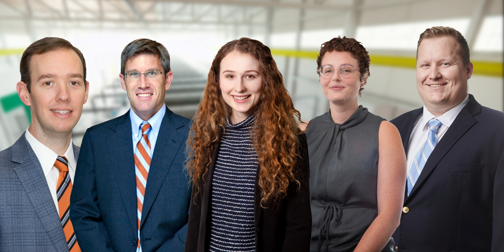 Headshot of Kent Hartzog, Randy Booker, Diana Chumak, Elizabeth Bender and Caleb Wilson