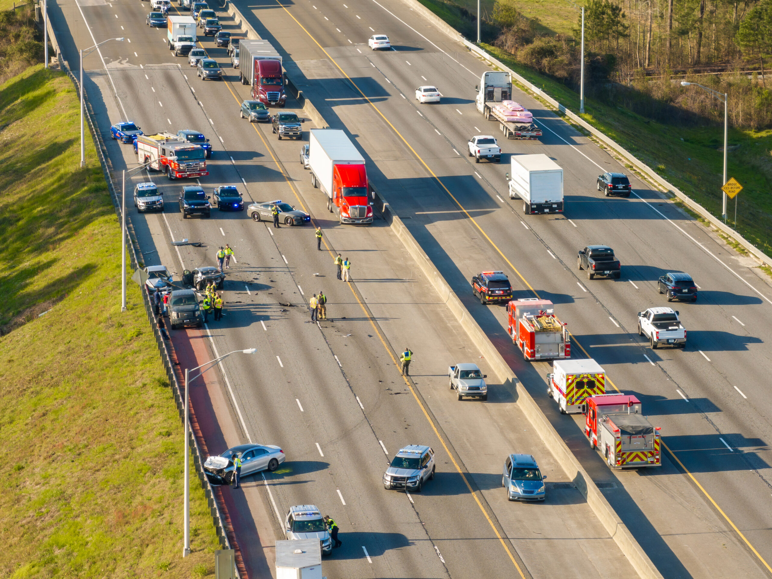 Car accident on I-75 interstate highway in Kentucky